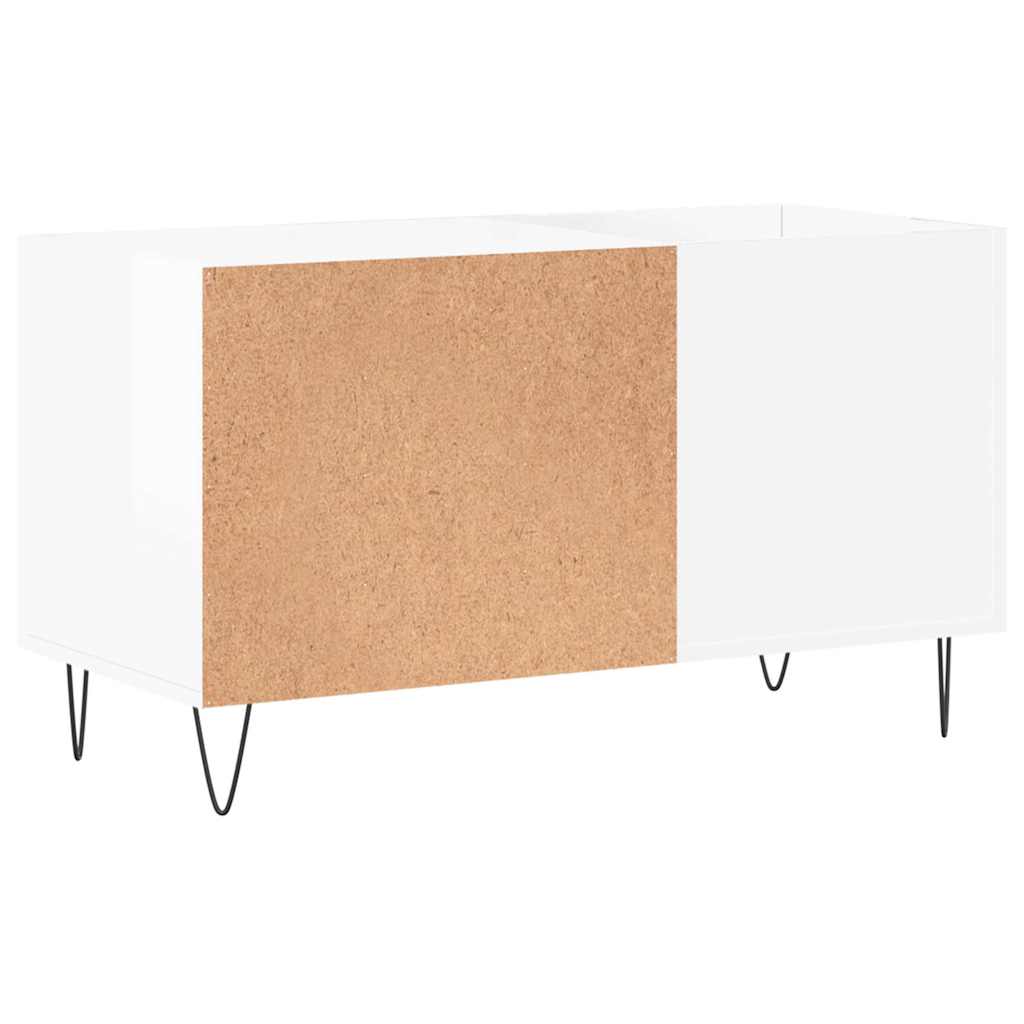 Record Cabinet High Gloss White 85x38x48 cm Engineered Wood
