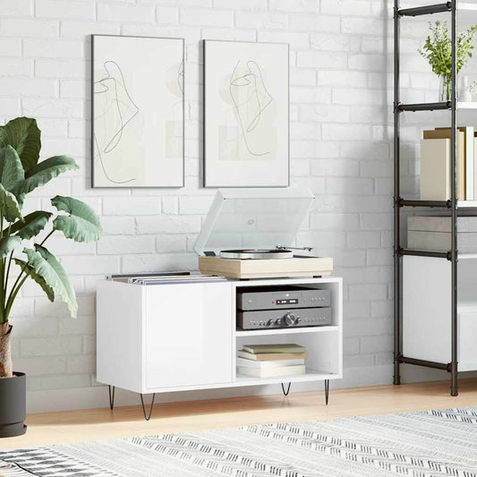 Record Cabinet | High gloss white | Engineered wood, iron | 85x38x48 cm