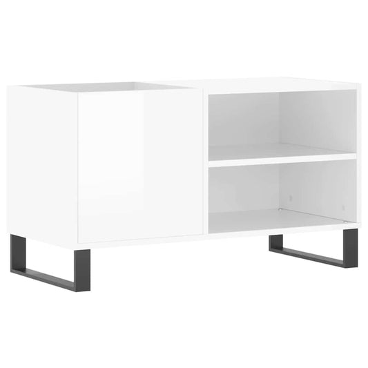 Record Cabinet | Glossy White | Engineered Wood, Iron | Medium