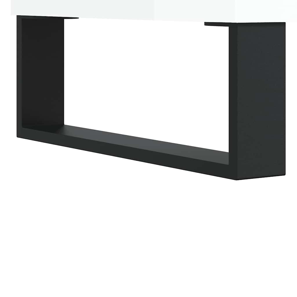 Record Cabinet High Gloss White 85x38x48 cm Engineered Wood