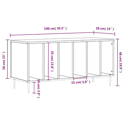Record Cabinet | Black | Engineered wood | 100x38x48 cm