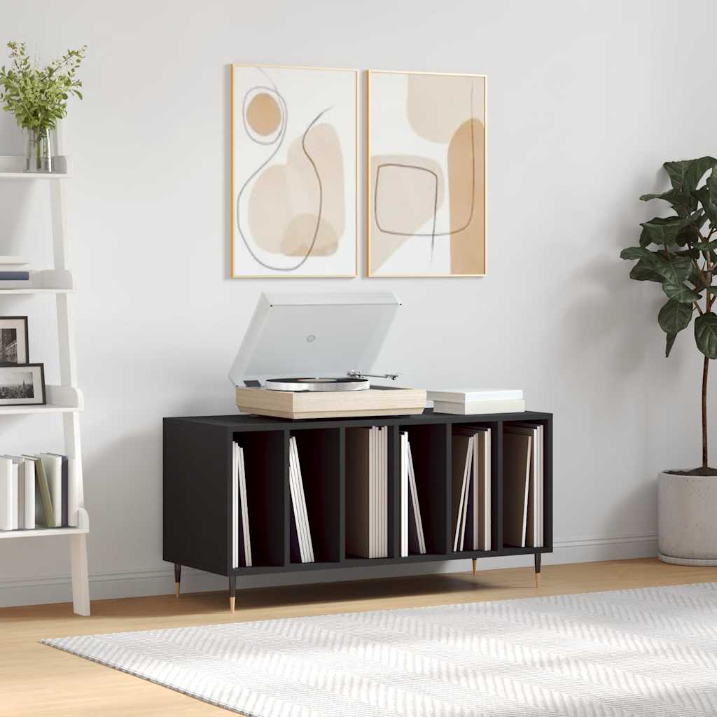 Record Cabinet | Black | Engineered wood | 100x38x48 cm