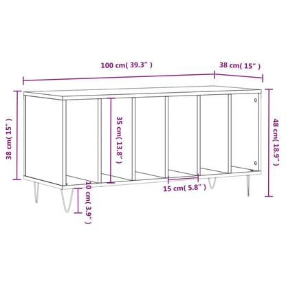 Record Cabinet | White | Engineered wood with iron feet | Medium