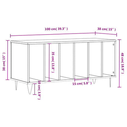 Record Cabinet Concrete Grey 100x38x48 cm Engineered Wood