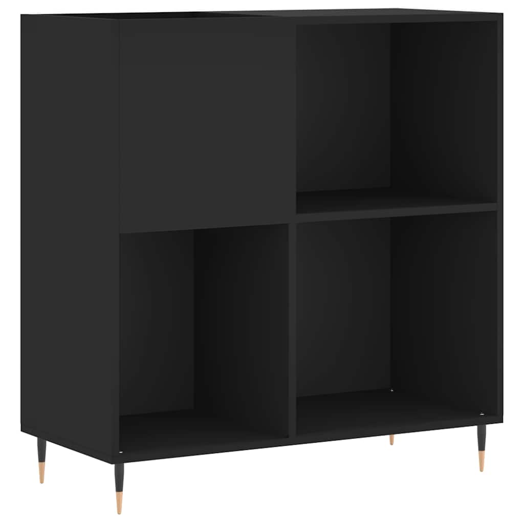Record Cabinet | Black | Engineered Wood | 84.5 x 38 x 89 cm | Modern
