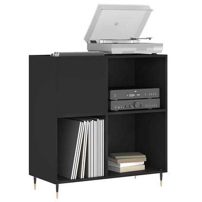 Record Cabinet | Black | Engineered Wood | 84.5 x 38 x 89 cm | Modern