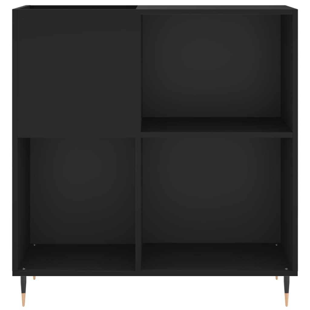 Record Cabinet | Black | Engineered Wood | 84.5 x 38 x 89 cm | Modern