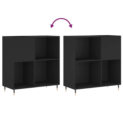 Record Cabinet | Black | Engineered Wood | 84.5 x 38 x 89 cm | Modern