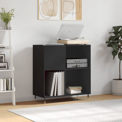 Record Cabinet | Black | Engineered Wood | 84.5 x 38 x 89 cm | Modern