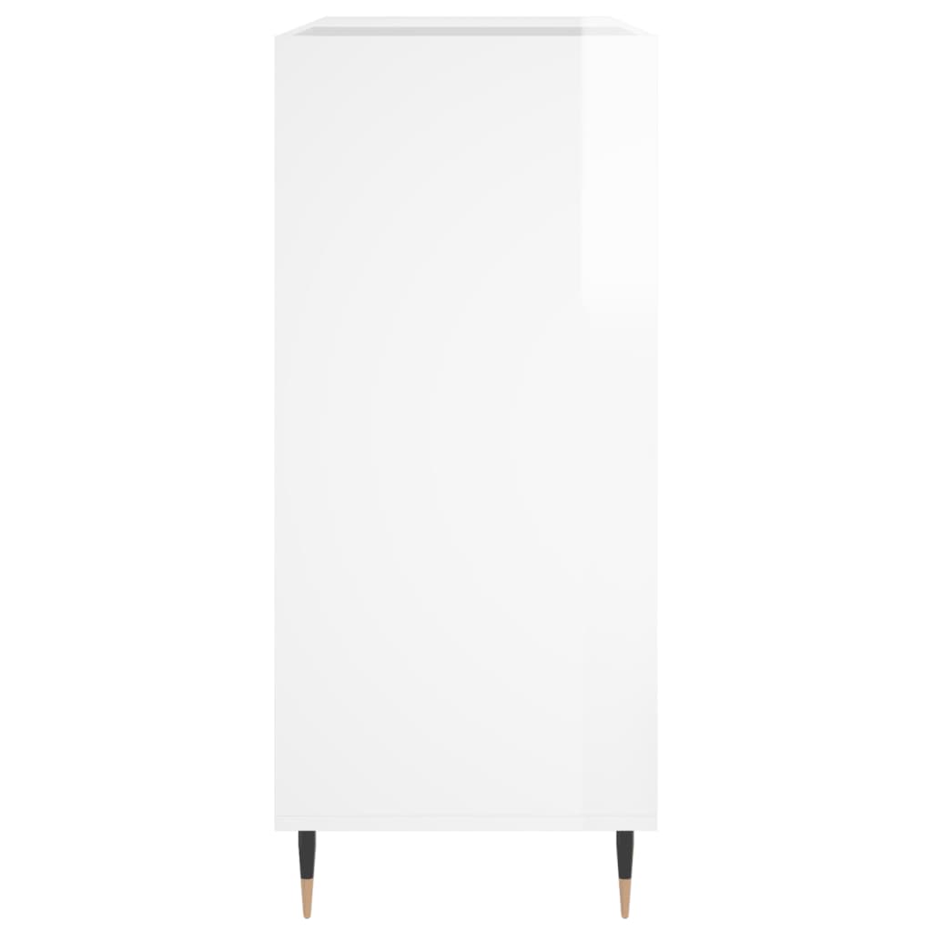 Record Cabinet High Gloss White 84.5x38x89 cm Engineered Wood