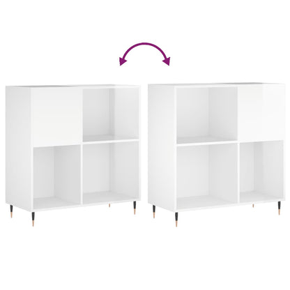 Record Cabinet High Gloss White 84.5x38x89 cm Engineered Wood