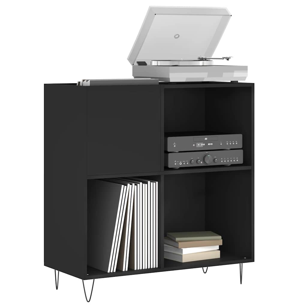 Record Cabinet | Black | Engineered wood, Iron | 84.5x38x89 cm