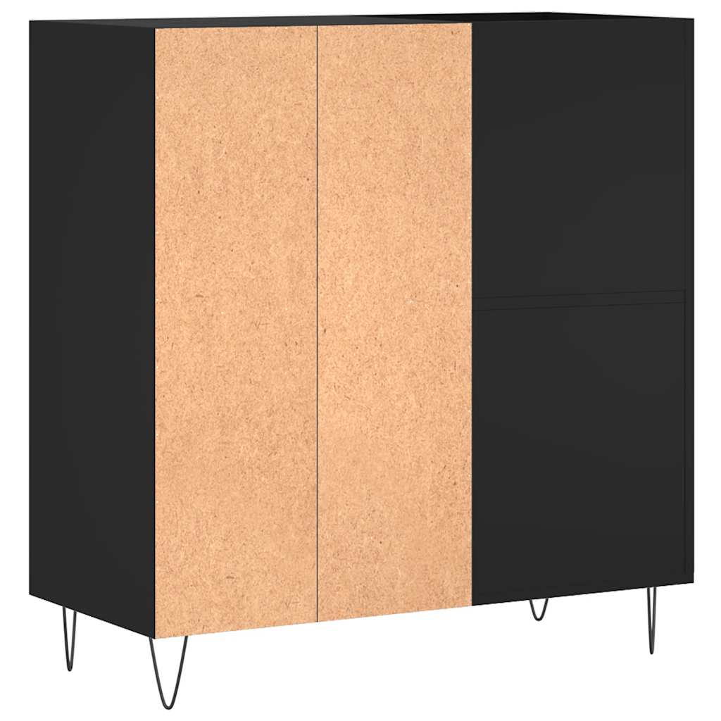 Record Cabinet | Black | Engineered wood, Iron | 84.5x38x89 cm