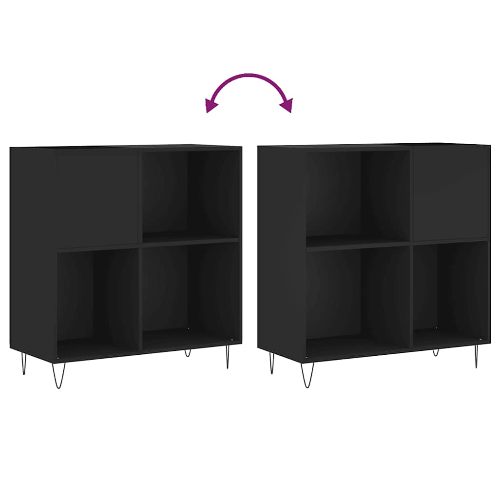 Record Cabinet | Black | Engineered wood, Iron | 84.5x38x89 cm