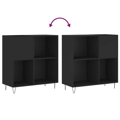 Record Cabinet | Black | Engineered wood, Iron | 84.5x38x89 cm