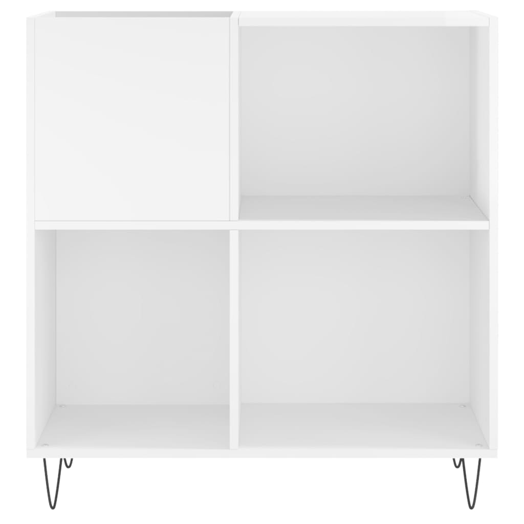Record Cabinet High Gloss White 84.5x38x89 cm Engineered Wood