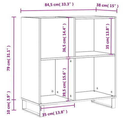 Record Cabinet White 84.5x38x89 cm Engineered Wood