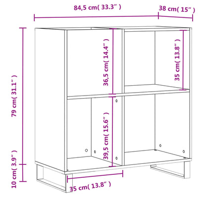 Record Cabinet Concrete Grey 84.5x38x89 cm Engineered Wood