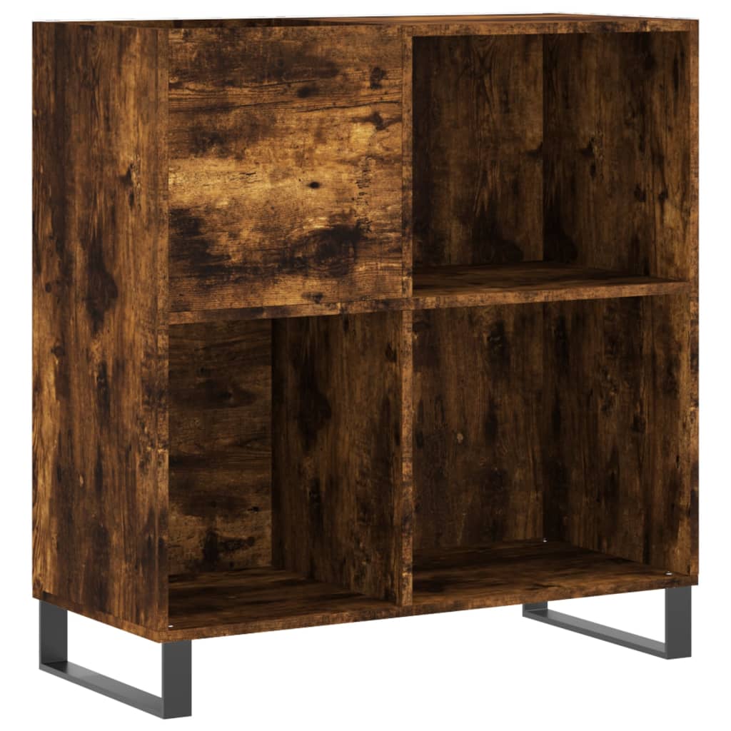 Record Cabinet Smoked Oak 84.5x38x89 cm Engineered Wood