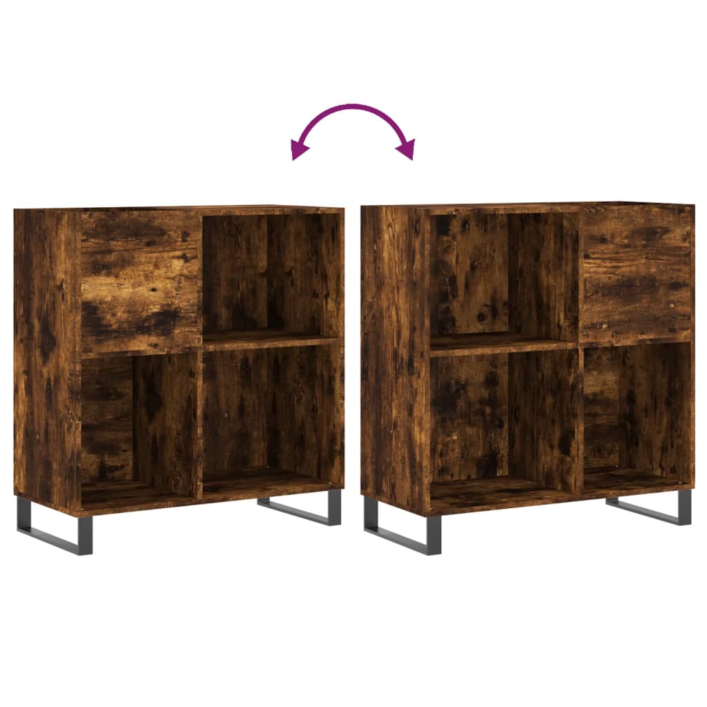 Record Cabinet Smoked Oak 84.5x38x89 cm Engineered Wood