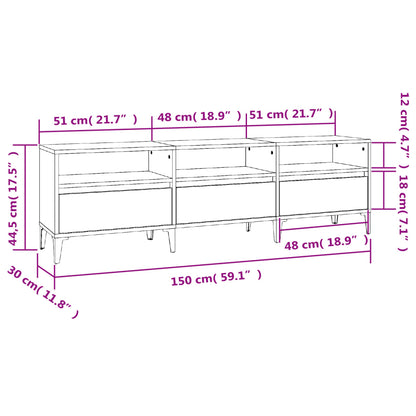 TV Cabinet Smoked Oak 150x30x44.5 cm Engineered Wood