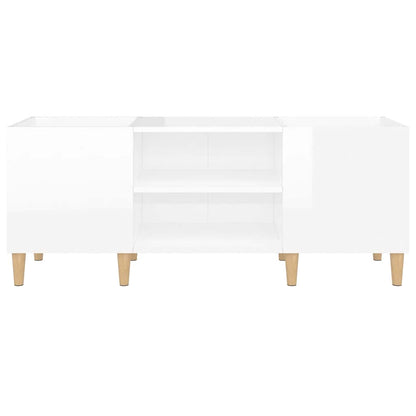 Record Cabinet High Gloss White 121x38x48 cm Engineered Wood
