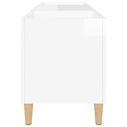 Record Cabinet High Gloss White 121x38x48 cm Engineered Wood