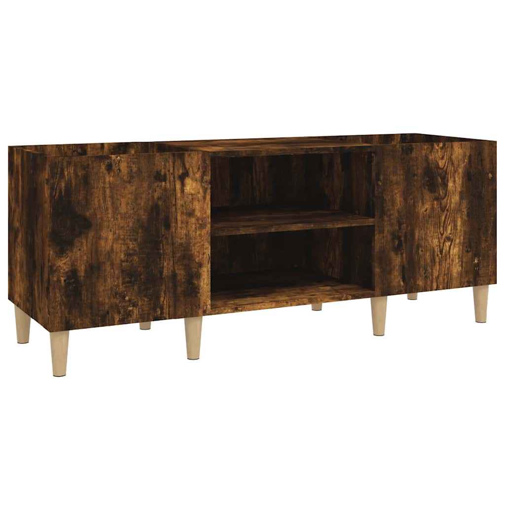 Record Cabinet Smoked Oak 121x38x48 cm Engineered Wood