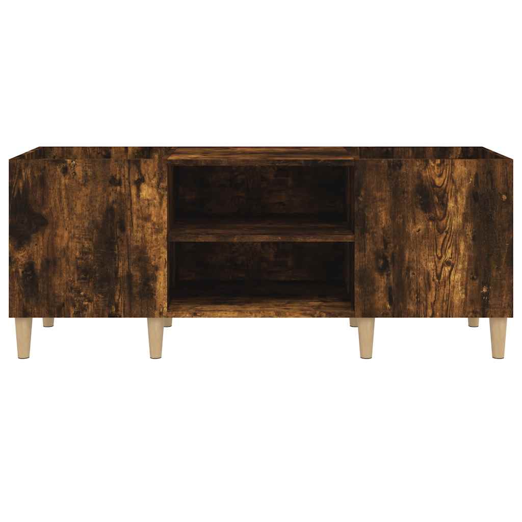Record Cabinet Smoked Oak 121x38x48 cm Engineered Wood