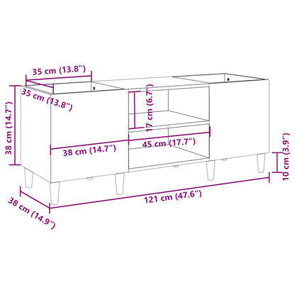 Record Cabinet Grey Sonoma 121x38x48 cm Engineered Wood