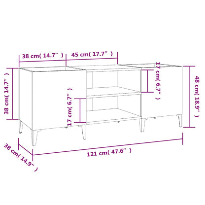 Record Cabinet Brown Oak 121x38x48 cm Engineered Wood