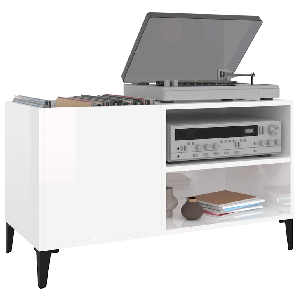 Record Cabinet High Gloss White 84.5x38x48 cm Engineered Wood