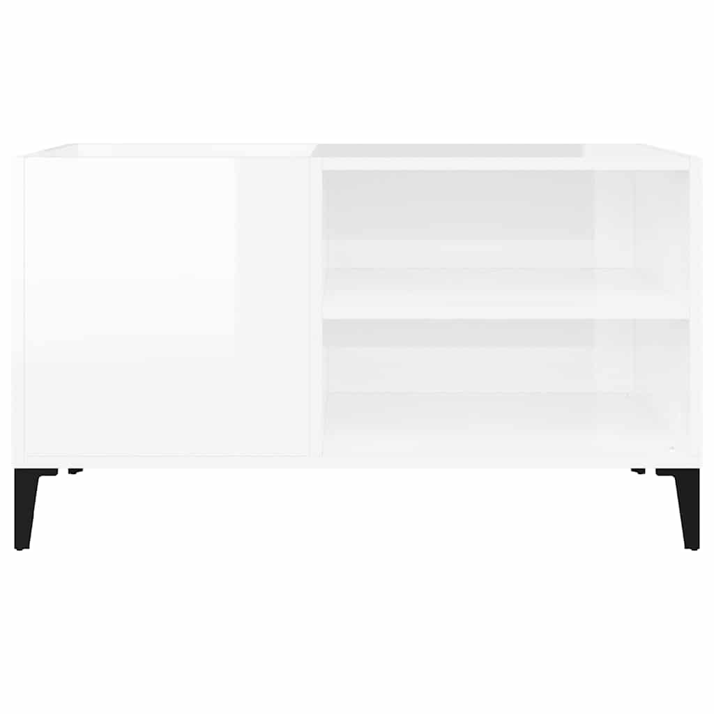 Record Cabinet High Gloss White 84.5x38x48 cm Engineered Wood