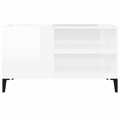 Record Cabinet High Gloss White 84.5x38x48 cm Engineered Wood