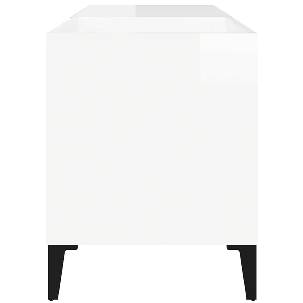 Record Cabinet High Gloss White 84.5x38x48 cm Engineered Wood