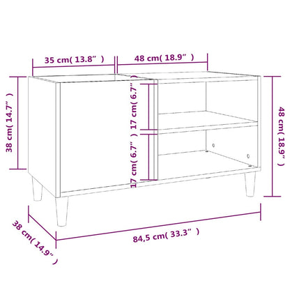 Record Cabinet High Gloss White 84.5x38x48 cm Engineered Wood