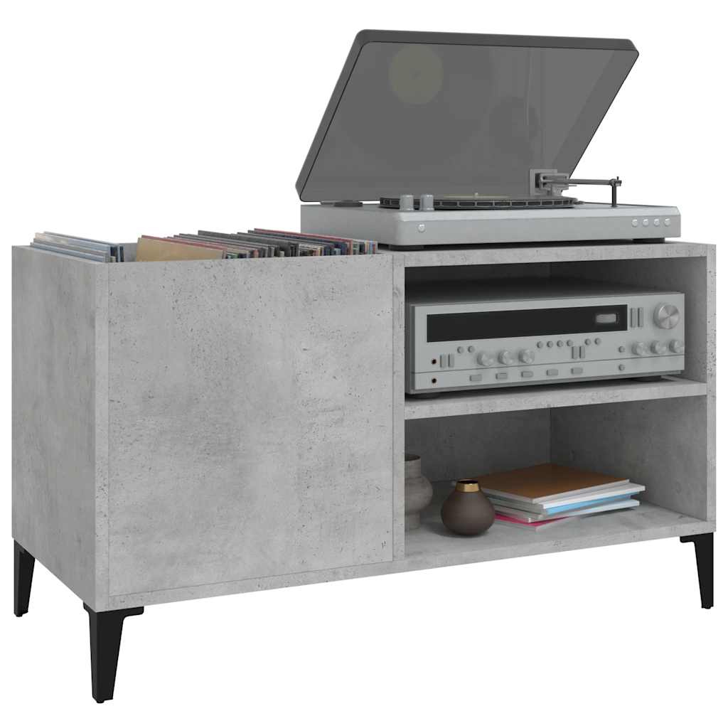 Record Cabinet Concrete Grey 84.5x38x48 cm Engineered Wood