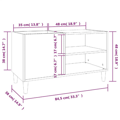 Record Cabinet Concrete Grey 84.5x38x48 cm Engineered Wood