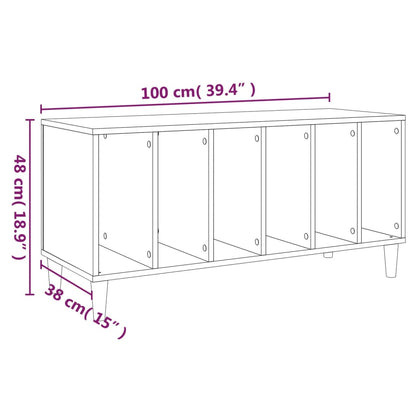 Record Cabinet | White | Engineered wood | 100x38x48 cm | Record Cabinet