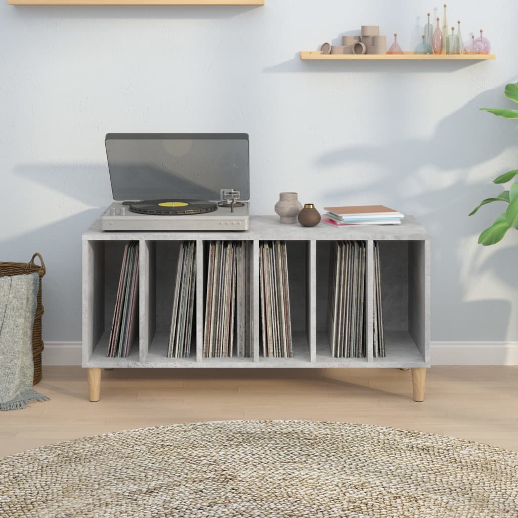Record Cabinet | Concrete Grey | Engineered wood, solid eucalyptus wood