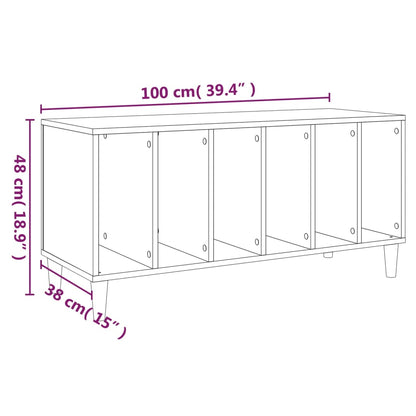 Record Cabinet | Concrete Grey | Engineered wood, solid eucalyptus wood