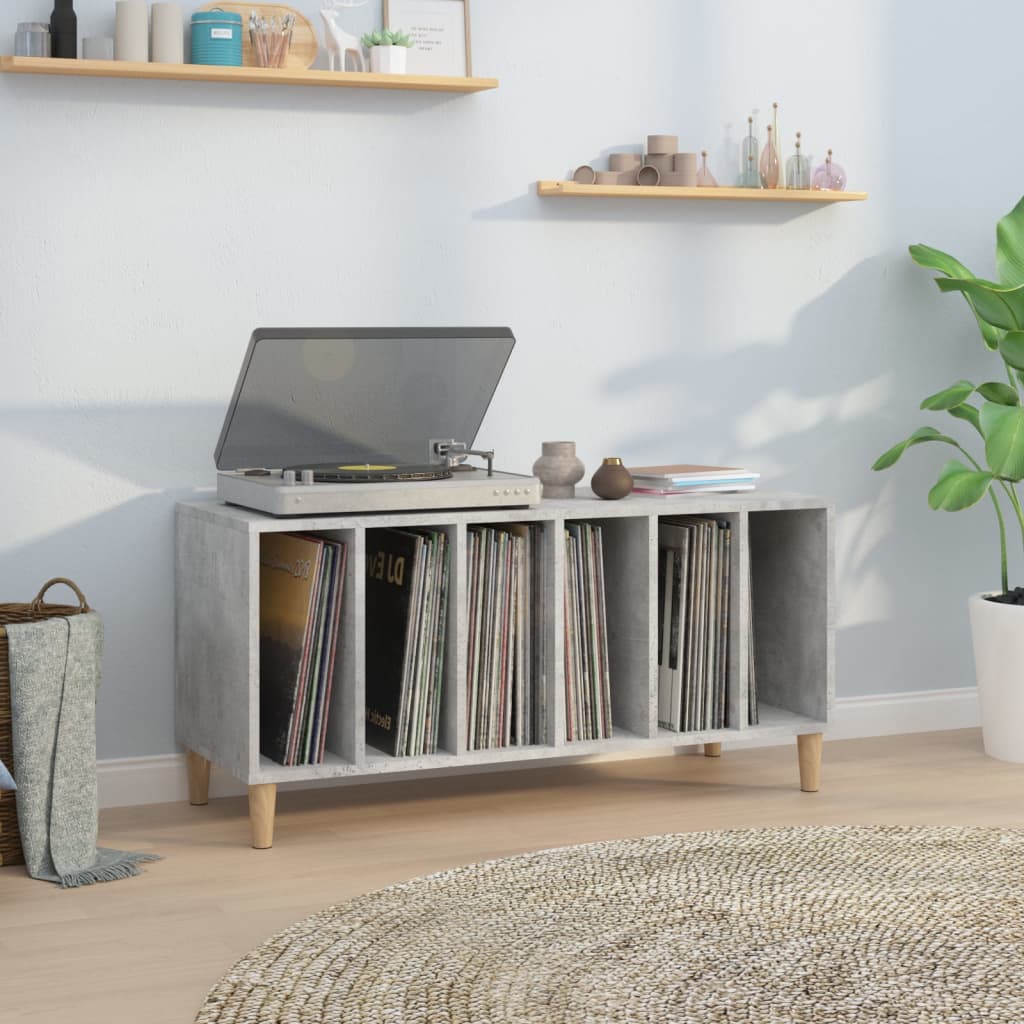 Record Cabinet | Concrete Grey | Engineered wood, solid eucalyptus wood