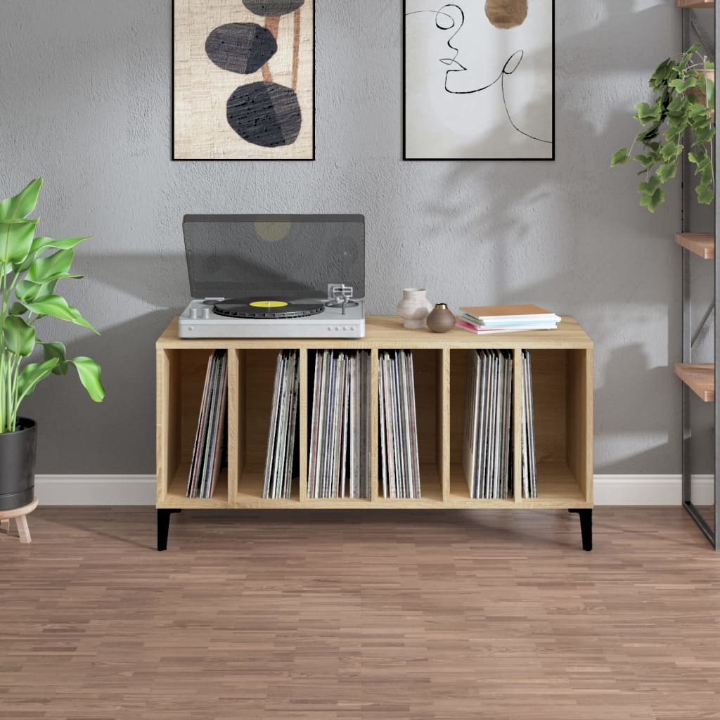 Record Cabinet | Sonoma Oak | Engineered Wood, Metal | Medium | Cabinet