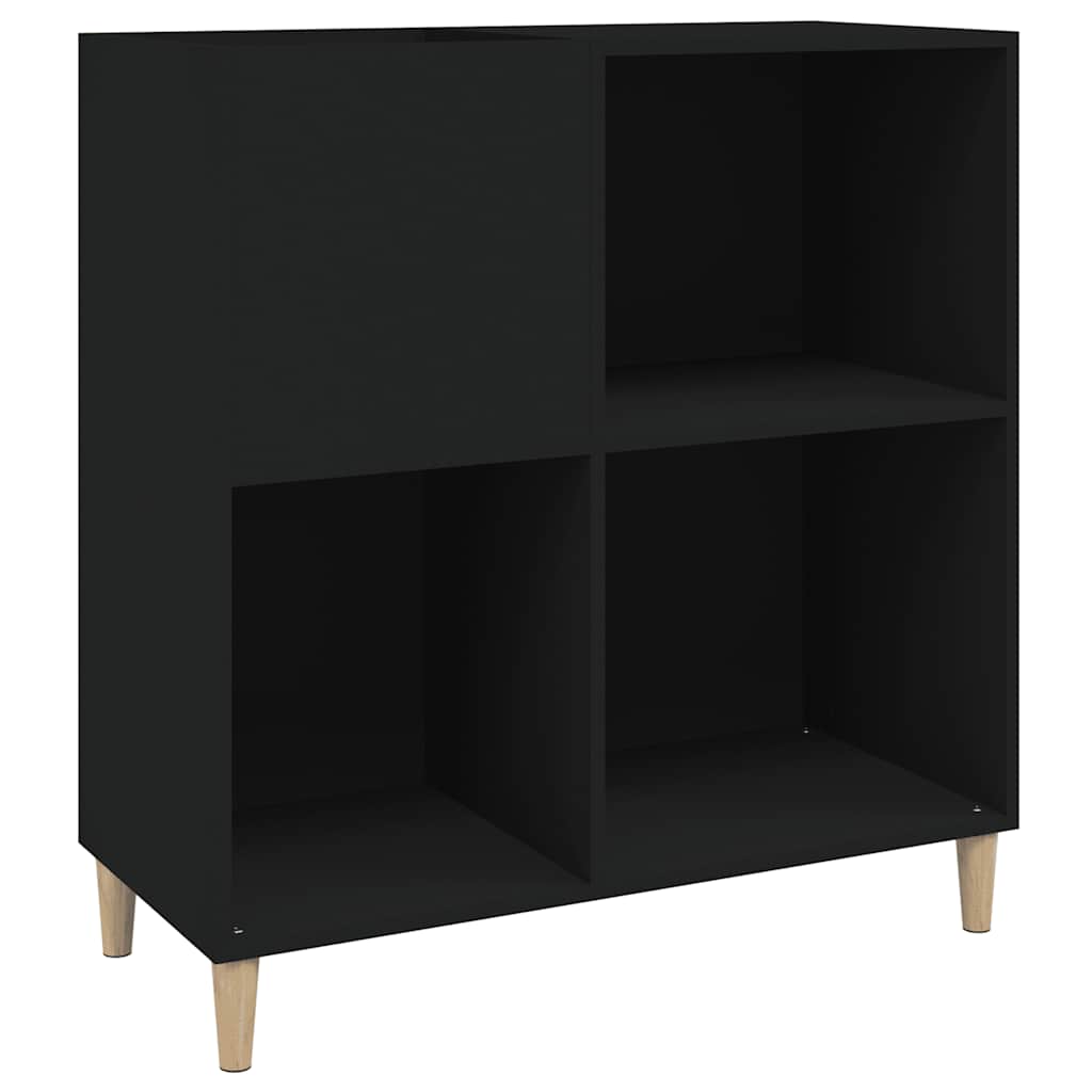 Record Cabinet | Black | Engineered wood, solid eucalyptus wood | Medium