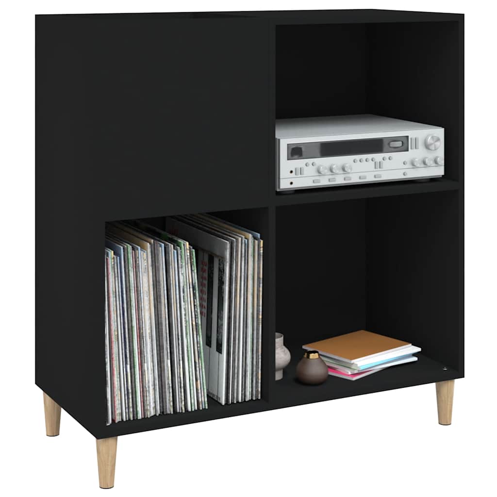 Record Cabinet | Black | Engineered wood, solid eucalyptus wood | Medium