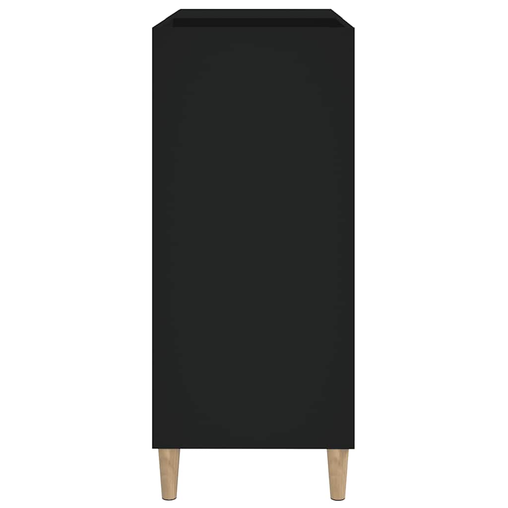 Record Cabinet | Black | Engineered wood, solid eucalyptus wood | Medium