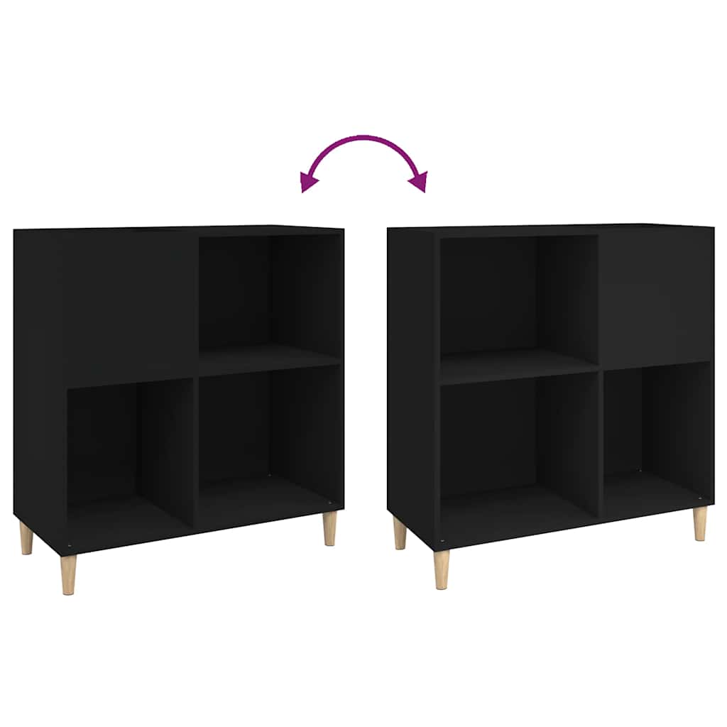 Record Cabinet | Black | Engineered wood, solid eucalyptus wood | Medium