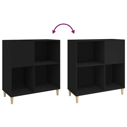 Record Cabinet | Black | Engineered wood, solid eucalyptus wood | Medium