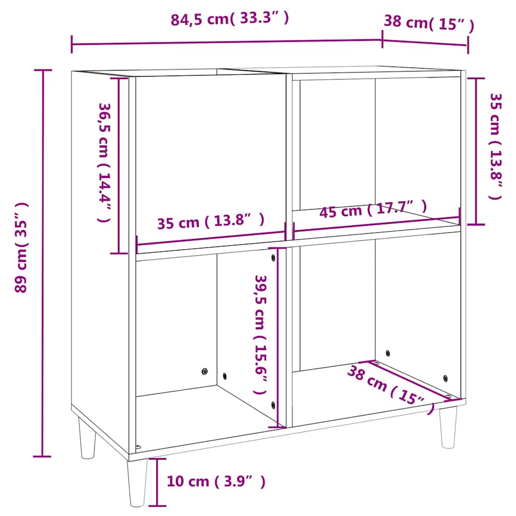 Record Cabinet | Black | Engineered wood, solid eucalyptus wood | Medium