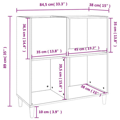 Record Cabinet | Black | Engineered wood, solid eucalyptus wood | Medium